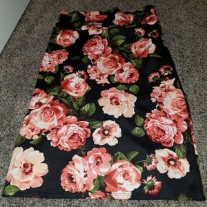 Floral Print High Waist Pencil Skirt